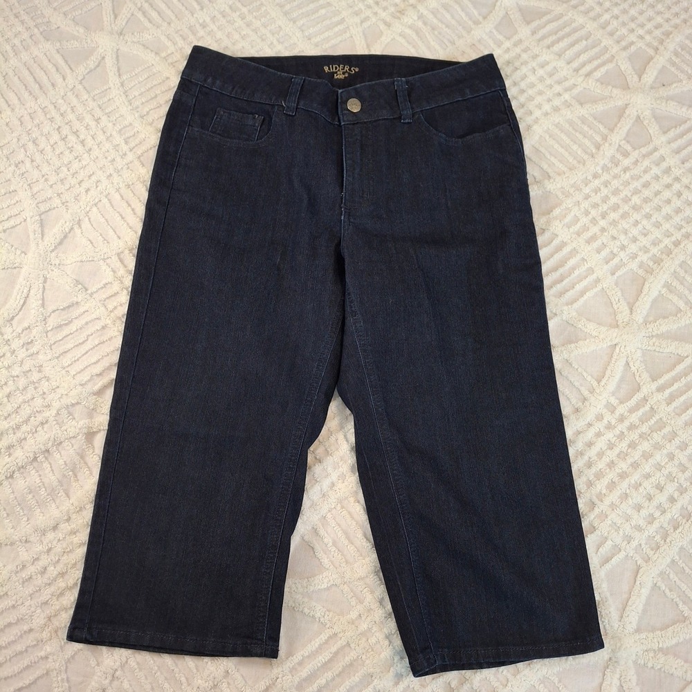 Riders by Lee Womens Dark Wash Denim Capris Size 12M Stretch Cropped Jeans